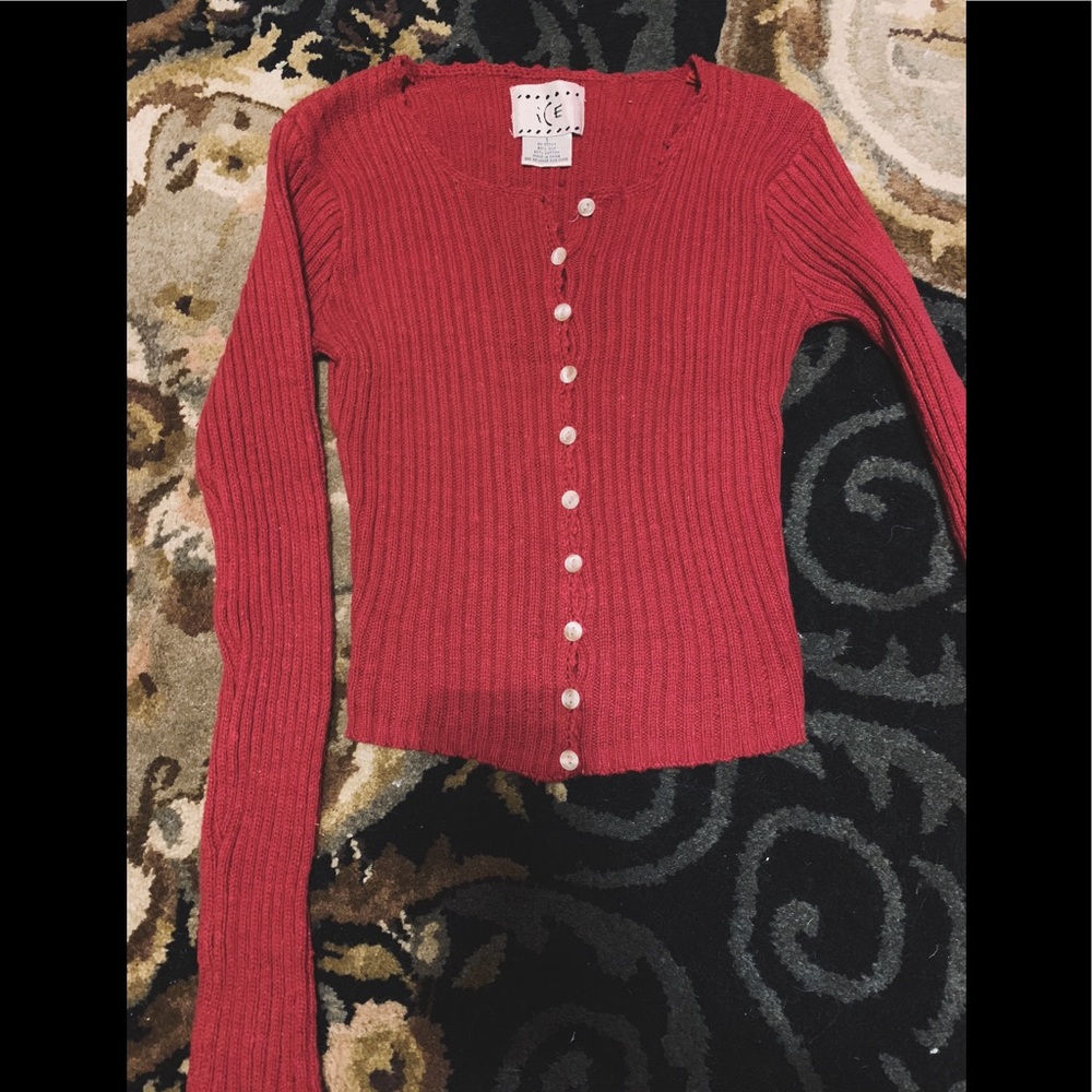 90’s vintage cropped button-down sweater, small